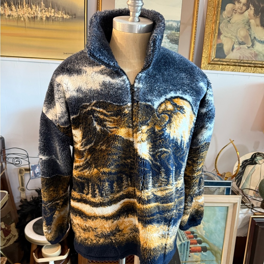 Vintage Bear Ridge Eagle Fleece Jacket Made In The USA